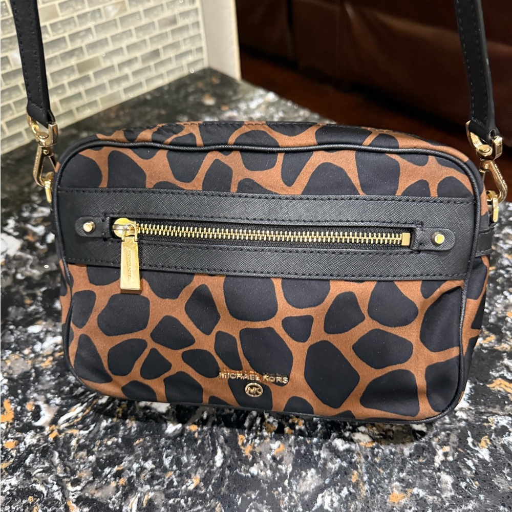 Michael Kors Nylon Animal Print Camera Bag